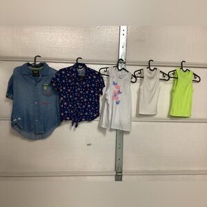 Two girls blouses and 3 tank tops size 10/12
